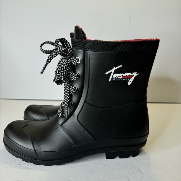 Tommy Hilfiger Womens Tamar Rain Booties Wellies Black 7m - Picture 4 of 10